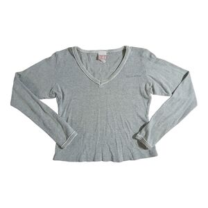 Light Grey V-Neck Long Sleeve Tee